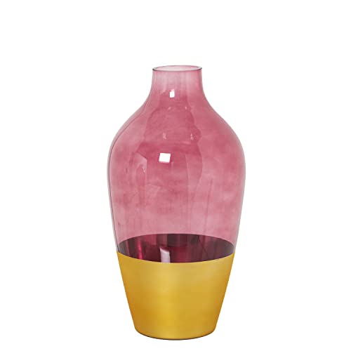 DRW Tischvase aus Glas in Gold und Rot, 15 x 28 cm, Öffnung 5 cm DRW Tischvase aus Glas in Gold und Rot, 15 x 28 cm, Öffnung 5 cm von DRW