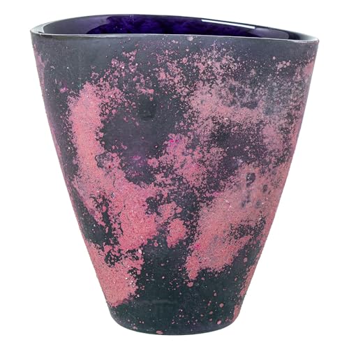 DRW Tischvase aus Glas in Grau und Rosa, undurchsichtig, 14 x 24 x 24 cm von DRW