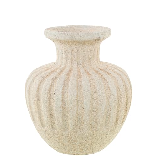 DRW Tischvase aus Keramik, Beige, 24 x 24 x 27 cm von DRW