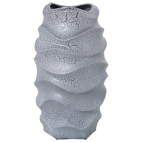 DRW Tischvase aus Keramik in craquelé-grau und Silber, 3 x 40 cm, bosa 12 x 12 cm DRW Tischvase aus Keramik in craquelé-grau und Silber, 3 x 40 cm, bosa 12 x 12 cm von DRW