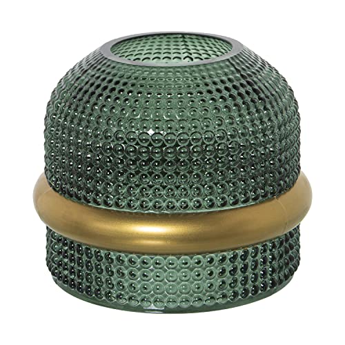 DRW Tischvase aus grünem Glas und Ring in Gold, 17 x 15 cm, Mund 7,5 cm DRW Tischvase aus grünem Glas und Ring in Gold, 17 x 15 cm, Mund 7,5 cm von DRW