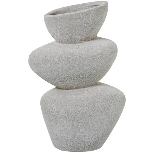 Tischvase mit Keramikböden, sandweiß, 23 x 14 x 36 cm von DRW