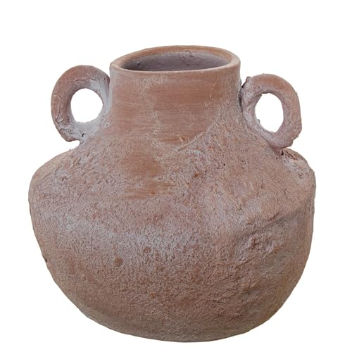 DRW Tischvase mit Keramikgriffen aus antikem Terrakotta, 48 x 48 x 46 cm von DRW