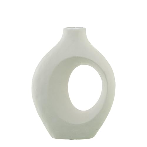 DRW Tischvase mit Keramiköffnung in Mattweiß, 20 x 8 x 26 cm von DRW