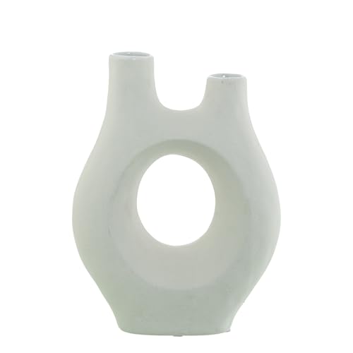 DRW Tischvase mit Keramiköffnung in Mattweiß, 20 x 8 x 26 cm von DRW