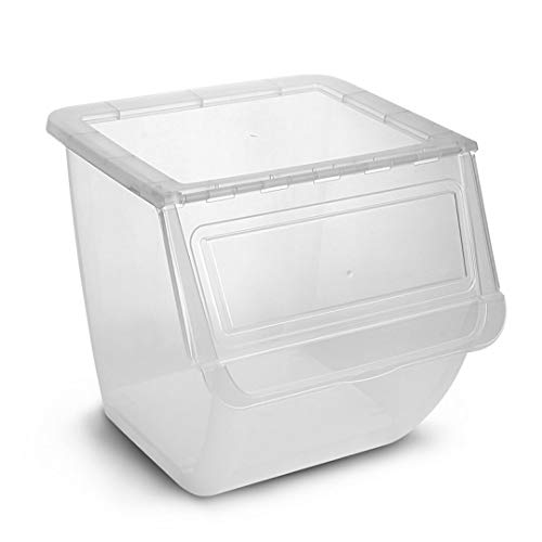 DRW Transparente Aufbewahrungsbox mit Rollen, 36 Liter, 39 x 39 x 36 cm von DRW