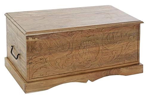 DRW Truhe aus Akazienholz, natürlich, 90 x 40 x 40 cm von DRW