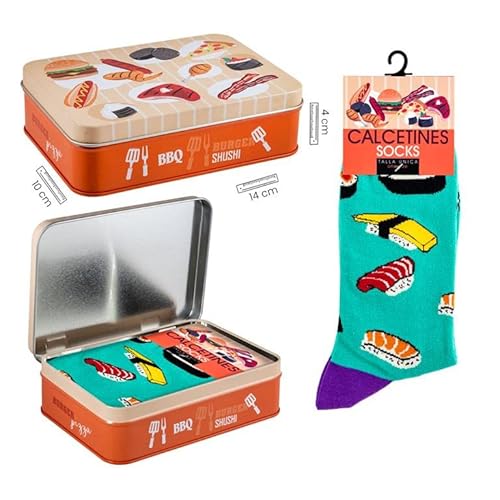 DRW Türkis Sushi Socken in Metallbox Einheitsgröße von DRW