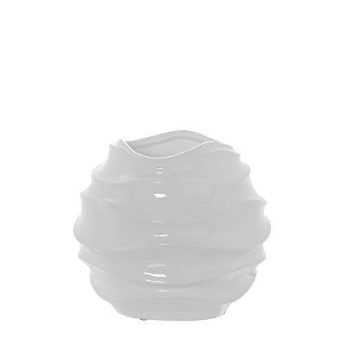 DRW Vase aus Keramik in Form in Weiß glänzend 26,5 x 23 cm von DRW