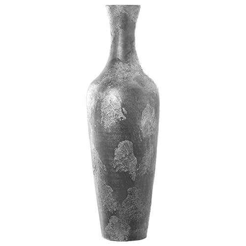 DRW Vase mit hohem Boden, aus Keramik, Antik-Silber, 100 cm von DRW