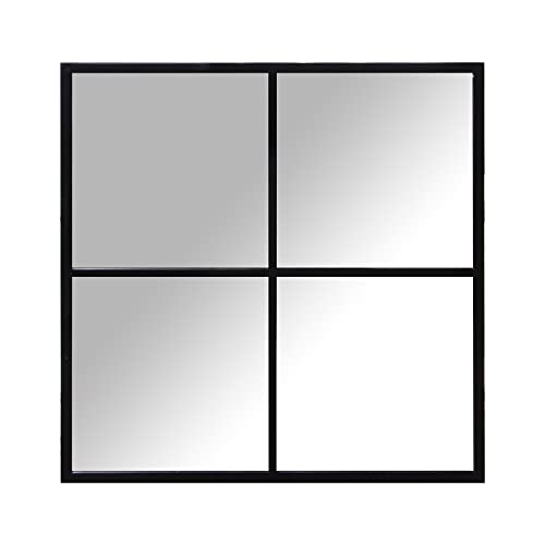 DRW Wandfensterspiegel aus schwarzem Metall, 80 x 2 x 80 cm DRW Wandfensterspiegel aus schwarzem Metall, 80 x 2 x 80 cm von DRW