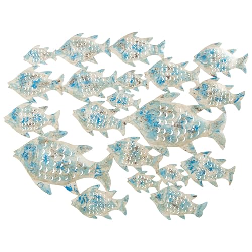 DRW Wandlampe einer Fischbank aus Eisen in Grau und Blau, 109 x 10 x 88 cm von DRW
