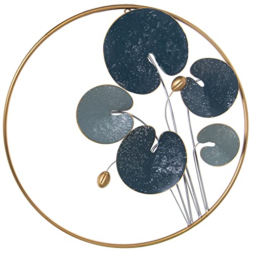 DRW Wandleuchte mit Kreis und Metallblättern 70 x 5 cm, Mehrfarbig, Grande von DRW