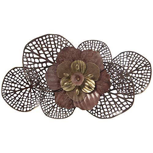 DRW Rechteckige Wandleuchte mit Blume und Kreisen aus Metall, 89 x 10 x 49,5 cm, 89x10x49,5cm von DRW