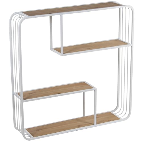 DRW Wandregal aus Metall und MDF, Weiß und Natur, 70 x 15 x 70 cm DRW Wandregal aus Metall und MDF, Weiß und Natur, 70 x 15 x 70 cm von DRW