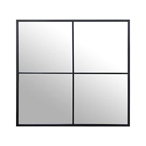 DRW Wandspiegel, quadratisch, aus Metall, Schwarz, 80 x 2 x 80 cm von DRW