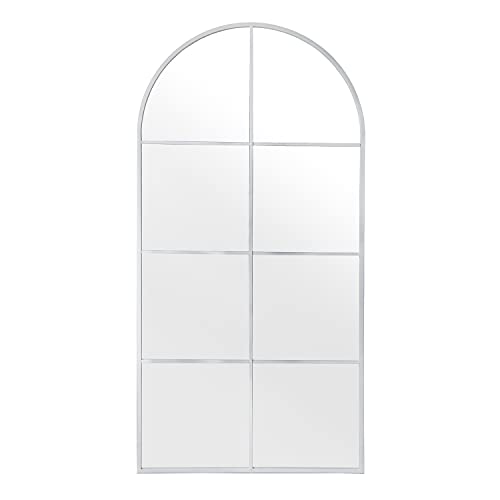 DRW Wandspiegel aus Metall und Rückseite, MDF, Weiß, 80 x 3 x 160 cm, INT. 77 x 157 cm von DRW
