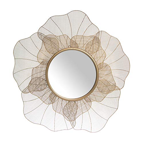 DRW Wandspiegel in Blumenform aus vergoldetem Metall, 69 x 4,5 cm von DRW