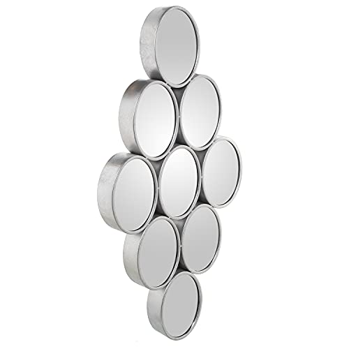 DRW Wandspiegel mit 9 Kreisen aus Metall und Spiegel in Silber, 39,5 x 5 x 79,5 cm, Spiegel 12 x 16 cm DRW Wandspiegel mit 9 Kreisen aus Metall und Spiegel in Silber, 39,5 x 5 x 79,5 cm, Spiegel 12 x 16 cm von DRW