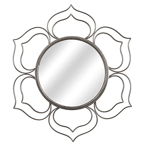 DRW Wandspiegel mit Blumenform aus versilbertem Metall, 76 x 2 cm, INT. 37 cm DRW Wandspiegel mit Blumenform aus versilbertem Metall, 76 x 2 cm, INT. 37 cm von DRW