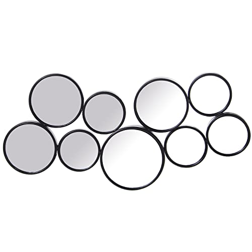 DRW Wandspiegel mit Kreisen aus Metall, Schwarz, 47 x 4 x 91 cm von DRW