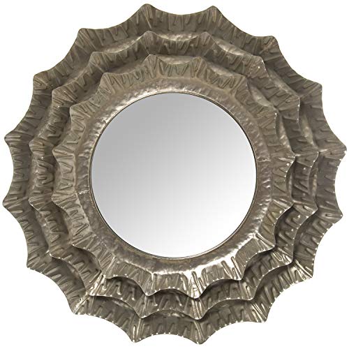 DRW Wandspiegel rund aus Metall in Silber 80 x 4,5 cm, innen 38,5 cm, 80x4,5cm, Interior 38,5cm von DRW