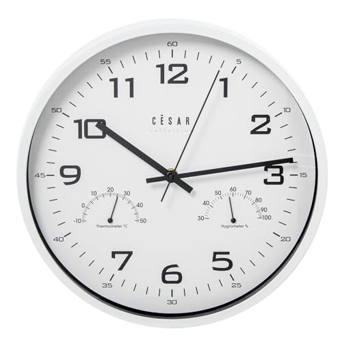 DRW Wanduhr aus Acryl mit Thermometer und Hygrometer und weißem Rahmen, 30 x 4 x 30 cm DRW Wanduhr aus Acryl mit Thermometer und Hygrometer und weißem Rahmen, 30 x 4 x 30 cm von DRW