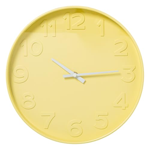 DRW Wanduhr aus Acryl mit gelbem Rahmen, 30 x 4 x 30 cm von DRW