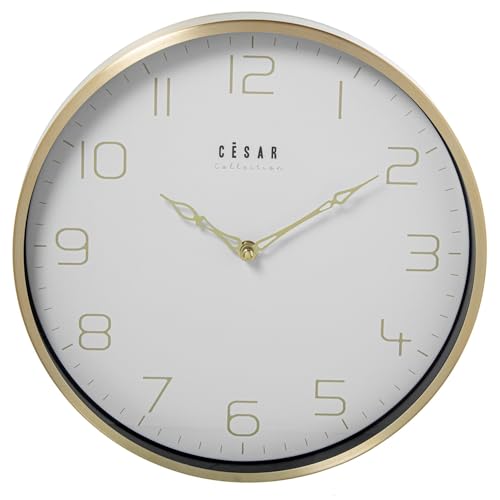 DRW Wanduhr aus Aluminium und Zeiger mit goldenem Rahmen, 30 x 4 x 30 cm von DRW