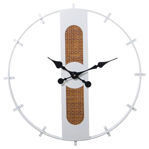 DRW Wanduhr aus Metall mit Weidenbasis und Holz in Weiß und Natur, 64 x 64 x 4,5 cm DRW Wanduhr aus Metall mit Weidenbasis und Holz in Weiß und Natur, 64 x 64 x 4,5 cm von DRW