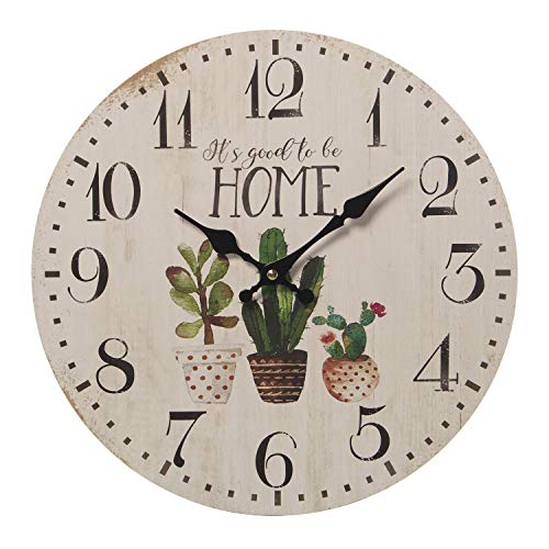 DRW Wanduhr rund aus Holz Home 34 x 0,5 cm von DRW