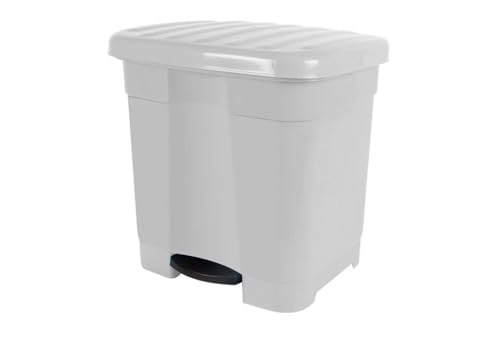 DRW Weißer Öko-Treteimer mit 2 Fächern für 46-Liter-Beutel, 45 x 41 x 47 cm von DRW