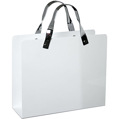 DRW Zeitungsständer aus Stahl in Weiß und verchromten Griffen 30 x 10 x 25,5 cm. DRW Zeitungsständer aus Stahl in Weiß und verchromten Griffen 30 x 10 x 25,5 cm. von DRW