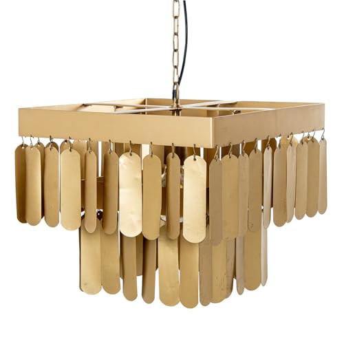 Deckenleuchte aus Eisen mit vergoldeten Blechen, 40 x 40 x 34 cm Deckenleuchte aus Eisen mit vergoldeten Blechen, 40 x 40 x 34 cm von DRW