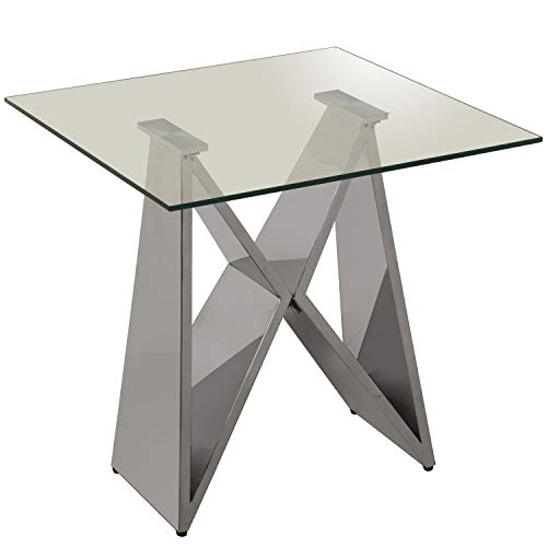 Ecktisch aus Edelstahl und gehärtetem Glas, 8 mm, Farbe Stahl, 55 x 55 x 55 cm Ecktisch aus Edelstahl und gehärtetem Glas, 8 mm, Farbe Stahl, 55 x 55 x 55 cm von DRW