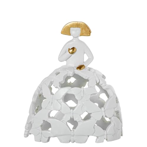 Figur Einer Menina aus Harz, durchbrochen, Weiß und Gold, 15 x 10 x 18 cm Figur Einer Menina aus Harz, durchbrochen, Weiß und Gold, 15 x 10 x 18 cm von DRW