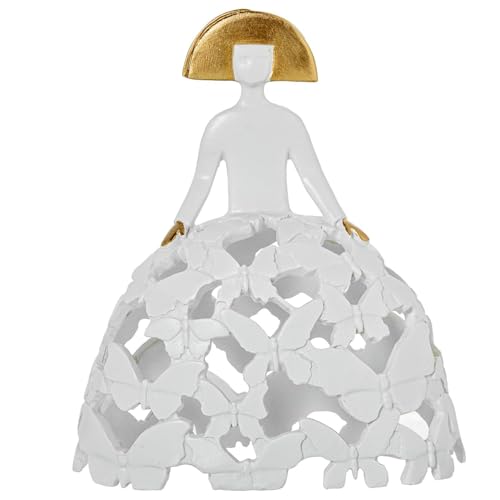 Figur Einer Menina aus Harz, durchbrochen, Weiß und Gold, 20 x 11 x 23 cm Figur Einer Menina aus Harz, durchbrochen, Weiß und Gold, 20 x 11 x 23 cm von DRW