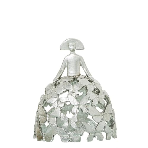 Figur Einer Menina mit Schmetterlingsrock aus Harz in Silber, 16 x 9 x 18 cm von DRW