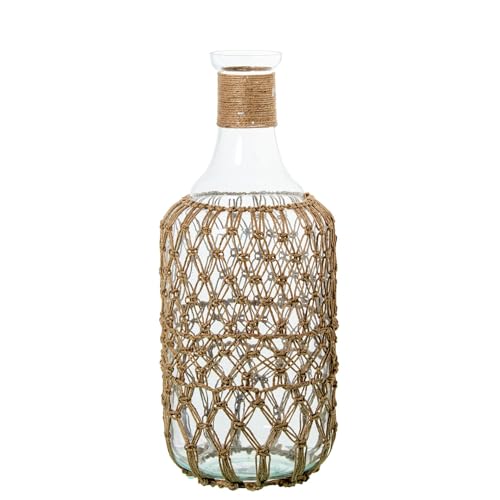 Glasflasche mit Kordel, transparent und Natur, 19 x 19 x 49 cm von DRW