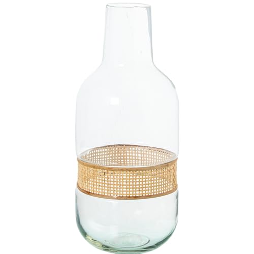 Glasvase mit Weide in Transparent und Natur, 15 x 15 x 36 cm von DRW
