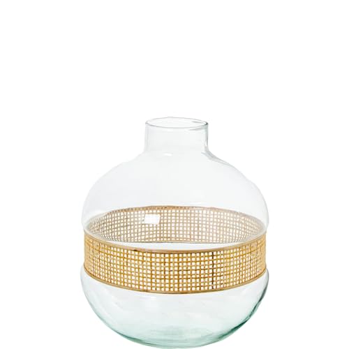 Glasvase mit Weide in Transparent und Natur, 21 x 21 x 23 cm Glasvase mit Weide in Transparent und Natur, 21 x 21 x 23 cm von DRW