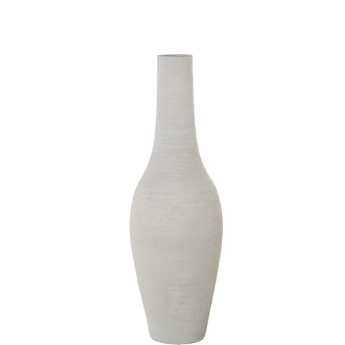 Keramikvase, Weiß, matt, 25 x 25 x 80 cm von DRW