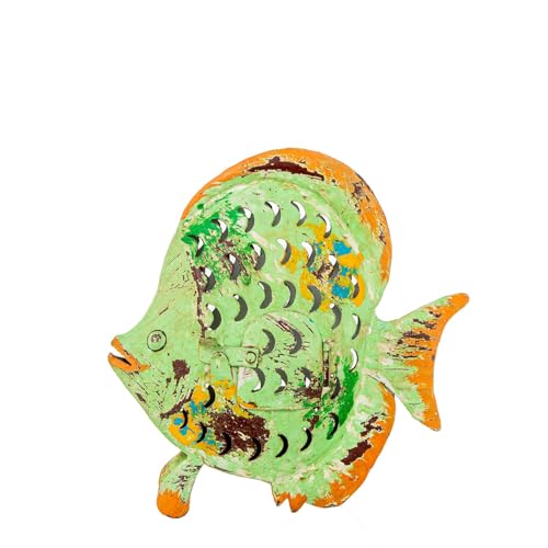Kerzenhalter Eisfisch in Grün und Orange, 22 x 6 x 22 cm Kerzenhalter Eisfisch in Grün und Orange, 22 x 6 x 22 cm von DRW