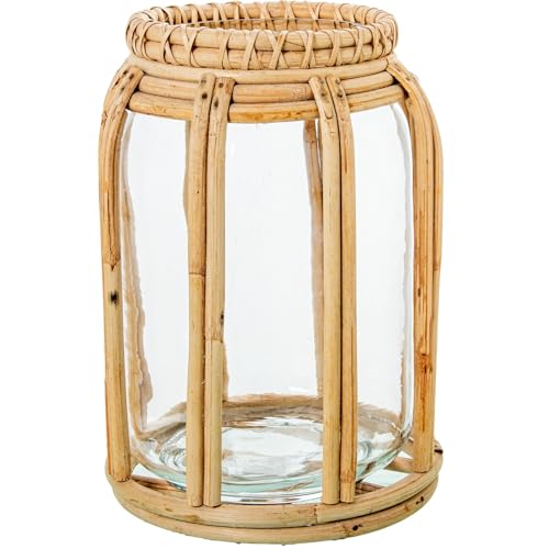 Kerzenhalter aus Glas und Weide in Transparent und Natur, 22 x 22 x 31 cm Kerzenhalter aus Glas und Weide in Transparent und Natur, 22 x 22 x 31 cm von DRW