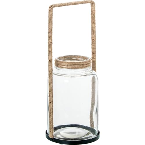 Kerzenhalter mit Glasgriff mit Kordel in Transparent und Natur, 13 x 13 x 33 cm Kerzenhalter mit Glasgriff mit Kordel in Transparent und Natur, 13 x 13 x 33 cm von DRW