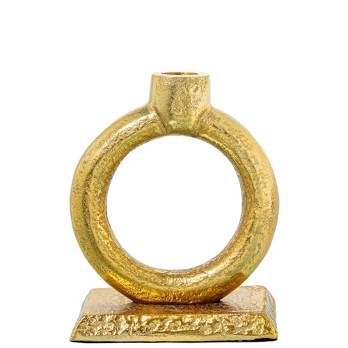 Kerzenständer mit Aluminiumsockel in Gold, 14 x 8 x 16 cm von DRW