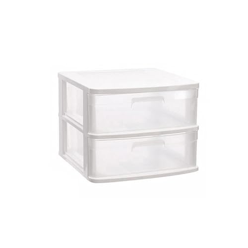 Kommode mit 2 Schubladen, PVC, transparent und weiß, 39 x 40 x 33,5 cm Kommode mit 2 Schubladen, PVC, transparent und weiß, 39 x 40 x 33,5 cm von DRW