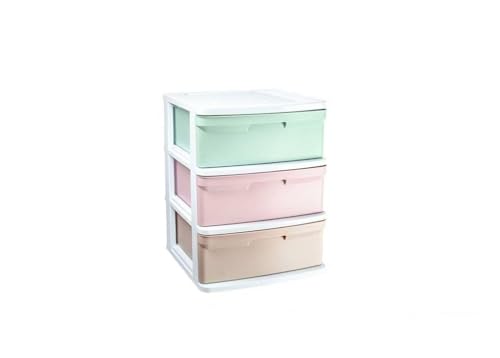 Kommode mit 3 Schubladen, PVC, Pastellfarben, 39 x 40 x 49,5 cm von DRW