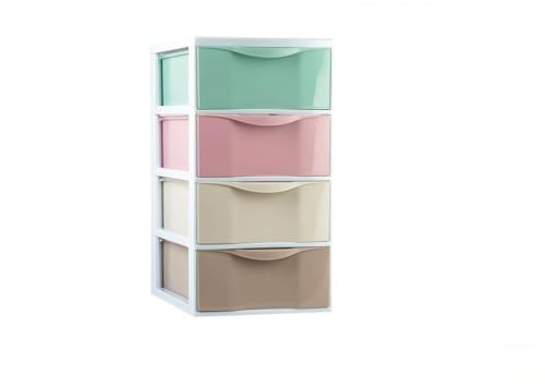 Kommode mit 4 Schubladen, PVC, Pastellfarben, 37,5 x 26 x 49 cm Kommode mit 4 Schubladen, PVC, Pastellfarben, 37,5 x 26 x 49 cm von DRW