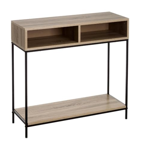 Konsole mit 2 Öffnungen und 1 Ablage aus PB und Metall in Natur und Schwarz Konsole mit 2 Öffnungen und 1 Ablage aus PB und Metall in Natur und Schwarz von DRW